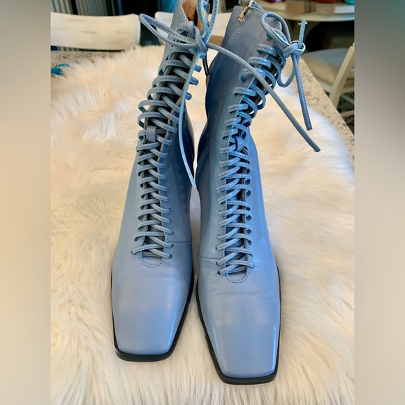 Zara Lace-Up Ankle Boots Blue - 39 - Picture 2 of 9